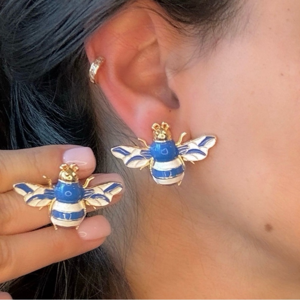 Enameled Bee Earrings
